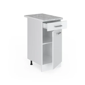 Küchenunterschrank R-Line Weiß Hochglanz 40 cm , AP Marmor livinity®