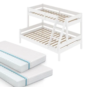 Køjeseng Everest Hvid 140x200 / 90x200 cm med 2 madrasser Vitalispa