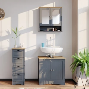 Badmöbel-Set Bianco Grau 3-teilig livinity®