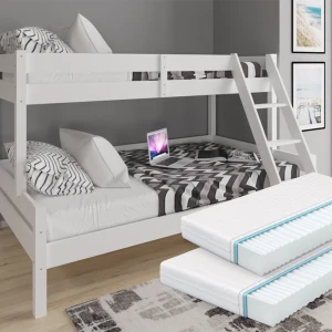 Etagenbett Everest Weiß 140x200 / 90x200 cm mit 2 Matratzen livinity®