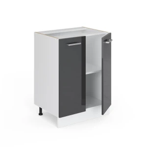 Küchenunterschrank R-Line Anthrazit Hochglanz 60 cm ohne Arbeitsplatte livinity®