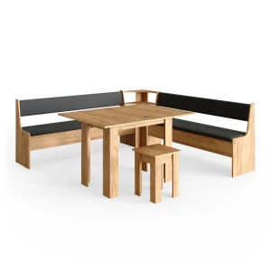 Hjørnebænksgruppe Roman Gold power oak 210 x 210 cm med bord Vicco