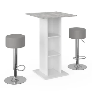Barbordssæt Rodeo Beton 70 x 70 cm med 2 barstole Vicco