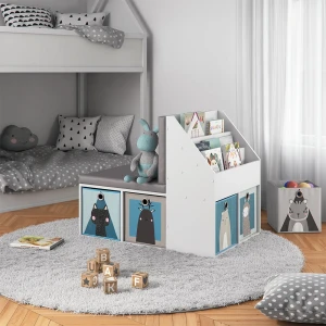 Kinderregal Onix Grau 97.1 x 78.4 cm mit 6 Faltboxen grau livinity®