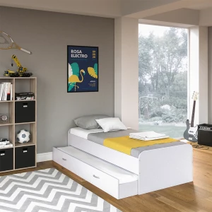 Ausziehbett Enzo Weiß 90x200 cm mit Matratze livinity®