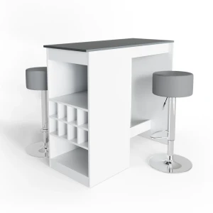 Bartisch-Set Ross Weiß/Anthrazit 115 x 50 cm mit 2 Barhockern Vicco