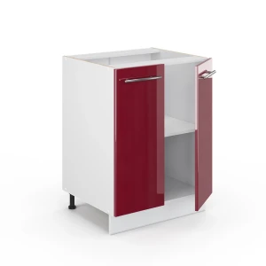 Küchenunterschrank Fame-Line Bordeaux Hochglanz 60 cm ohne Arbeitsplatte livinity®