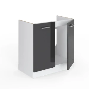Spülenunterschrank R-Line Anthrazit Hochglanz 80 cm ohne Arbeitsplatte livinity®