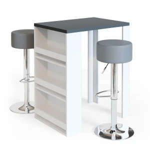Barbordssæt  Antracit/hvid 57 x 80 cm med 2 barstole Vicco