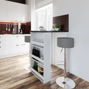 Bartisch-Set  Anthrazit/Weiß 57 x 80 cm mit 2 Barhockern livinity®