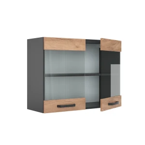 Küchenglasschrank R-Line Goldkraft Eiche 80 cm livinity®