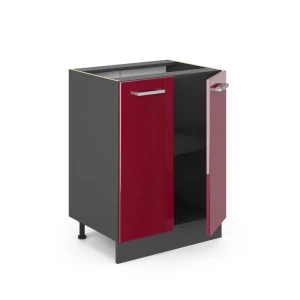 Küchenunterschrank R-Line Rot Hochglanz 60 cm ohne Arbeitsplatte livinity®