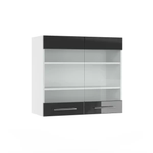 Küchenglasschrank Fame-Line Anthrazit Hochglanz 80 cm Vicco