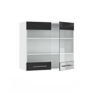 Küchenglasschrank Fame-Line Anthrazit Hochglanz 80 cm livinity®