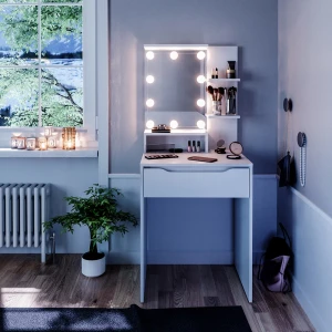 Schminktisch Ruben Weiß 60 cm mit LED Beleuchtung livinity®