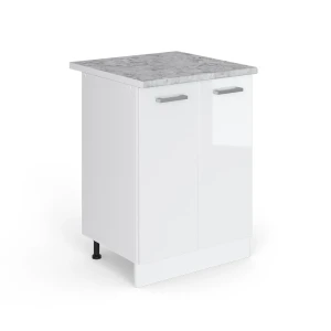 Universal underskab R-Line Hvid højglans 60 cm med låger, med bordplade Vicco