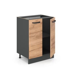 Küchenunterschrank R-Line Goldkraft Eiche 60 cm ohne Arbeitsplatte livinity®