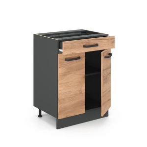 Küchenunterschrank R-Line Goldkraft Eiche 60 cm mit Schublade, ohne Arbeitsplatte livinity®