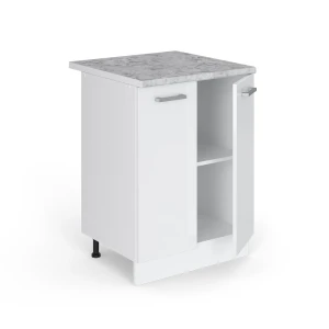 Küchenunterschrank R-Line Weiß Hochglanz 60 cm , AP Marmor livinity®