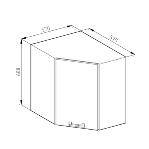 Eckhängeschrank R-Line Anthrazit Hochglanz 57 cm Vicco