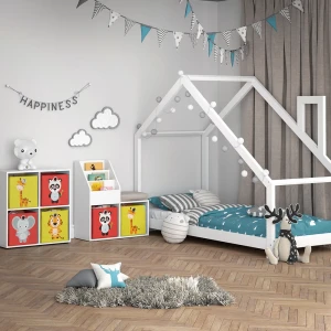Kinderregal Luigi Weiß 30.9 x 79 cm Mini, mit 2 Faltboxen opt.2 livinity®