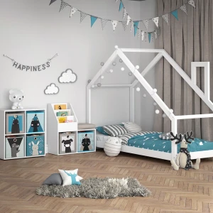Kinderregal Luigi Weiß 30.9 x 79 cm Mini, mit 2 Faltboxen opt.4 livinity®