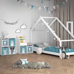 Kinderregal Luigi Weiß 30.9 x 79 cm Mini, mit 2 Faltboxen opt.6 livinity®