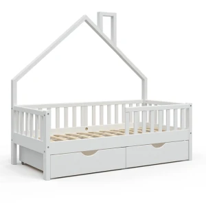Lit de maison Noemi Blanc 80x160 cm avec 2 tiroirs Vitalispa
