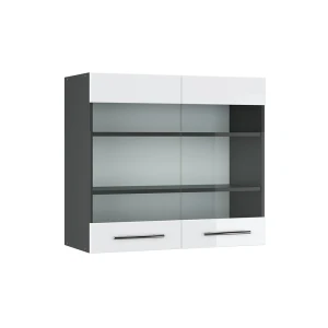 Køkkenskab med glas Fame-Line Hvid højglans 80 cm Vicco
