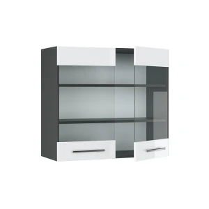 Küchenglasschrank Fame-Line Weiß Hochglanz 80 cm livinity®