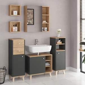 Badmöbel-Set Senyo Anthrazit 5 Teile, mit Regalen livinity®