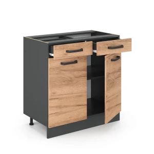 Küchenunterschrank R-Line Goldkraft Eiche 80 cm ohne Arbeitsplatte livinity®