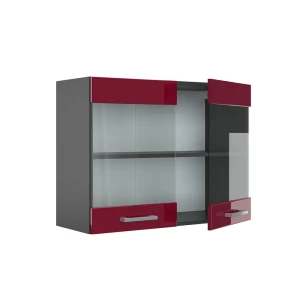 Küchenglasschrank R-Line Rot Hochglanz 80 cm livinity®