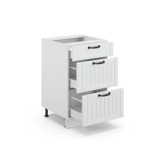Küchenunterschrank Fame-Line Weiß Landhaus 50 cm ohne Arbeitsplatte livinity®
