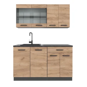 Pojedyncza kuchnia R-Line Złoty dąb power/antracyt 140 cm , BP Antracyt Vicco