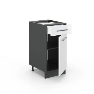 Küchenunterschrank Fame-Line Weiß Hochglanz 40 cm ohne Arbeitsplatte livinity®