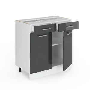 Küchenunterschrank R-Line Anthrazit Hochglanz 80 cm ohne Arbeitsplatte livinity®