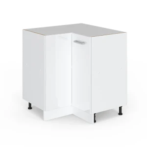 Eckunterschrank R-Line Weiß Hochglanz 75.6 cm ohne Arbeitsplatte Vicco