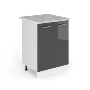 Universal underskab R-Line Antracit højglans 60 cm med låger, med bordplade Vicco