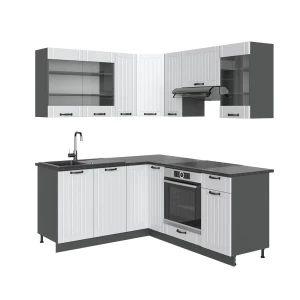 Hjørnekøkken Fame-Line Hvidt landhus/antracit 190 x 46 cm uden bordplade Vicco