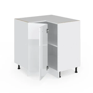 Eckunterschrank R-Line Weiß Hochglanz 75.6 cm ohne Arbeitsplatte livinity®