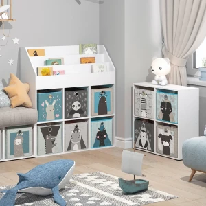 Kinderregal Luigi Weiß 107.2 x 114.2 cm mit 6 Faltboxen opt.2 livinity®