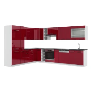 Hjørnekøkken Fame-Line Bordeaux højglans/hvid 347 x 46 cm uden bordplade Vicco