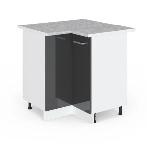 Eckunterschrank R-Line Anthrazit Hochglanz 75.6 cm , AP Marmor Vicco