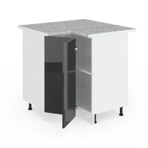 Eckunterschrank R-Line Anthrazit Hochglanz 75.6 cm , AP Marmor livinity®