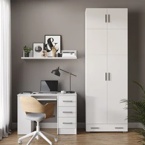 Aktenregal Frank Weiß 80 x 182.4 cm mit Schrankaufsatz und Schublade livinity®