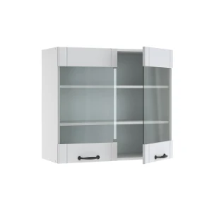 Küchenglasschrank Fame-Line Weiß Landhaus 80 cm livinity®