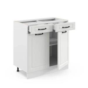 Küchenunterschrank R-Line Weiß Landhaus 80 cm ohne Arbeitsplatte livinity®