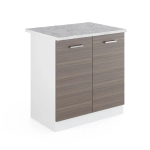 Armário base para lava-loiça R-Line Cinza 80 cm com portas, com bancada Vicco