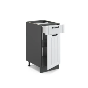 Küchenunterschrank Fame-Line Weiß Landhaus 40 cm ohne Arbeitsplatte livinity®